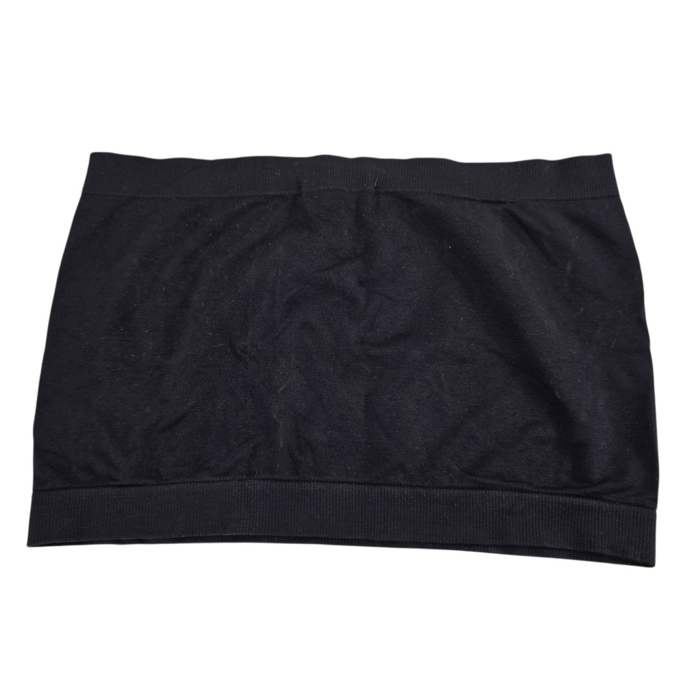 F&F Tube Top Women OS Black Seamless Ribbed Bandeau Strapless Stretch Minimalist